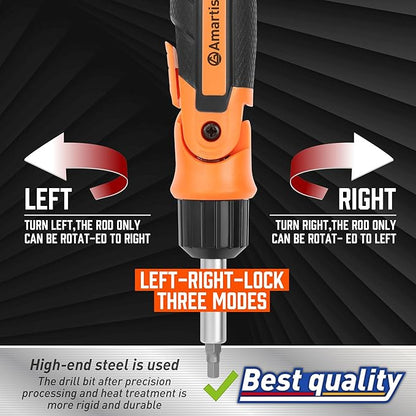 Amartisan 12-in-1 Multi Bit Screwdriver, Ratchet Screwdriver, 60-Degree Adjust Precision Screw Driver, Slotted/Philips/Torx/Square/Hex