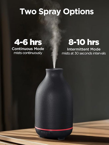 InnoGear Essential Oil Diffuser, 150ml Ceramic Stone Diffuser Handcrafted Aromatherapy Diffusers Ultrasonic Cool Mist Humidifier Vaporizor with 2 Mist Modes Waterless Auto Off for Room Office, Black