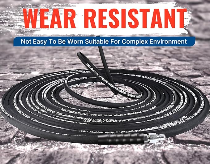 YAMATIC 3/8" Pressure Washer Hose 100 FT 4200 PSI for Hot/Cold Water, Kink Resistant Swivel 3/8" & M22-14 Quick Connection Wear Resistant Industry Grade Compatible with Most Power Washer