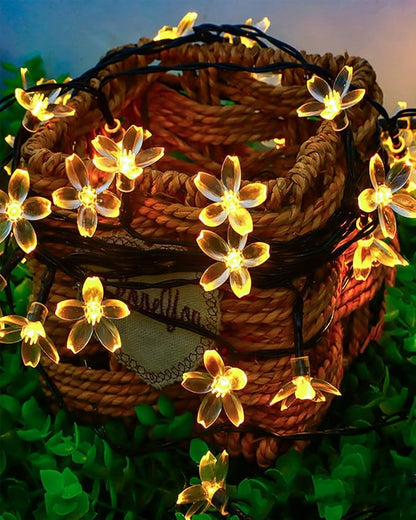 USB Plug in 33ft 100 LED Fairy Flower Lights Strin Indoor Outdoor Decor | Warm White Decorative Floral Lamp Indoor Outdoor Decorations For Bedroom, Christmas, Valientine'S Day, Easter Or Birthday