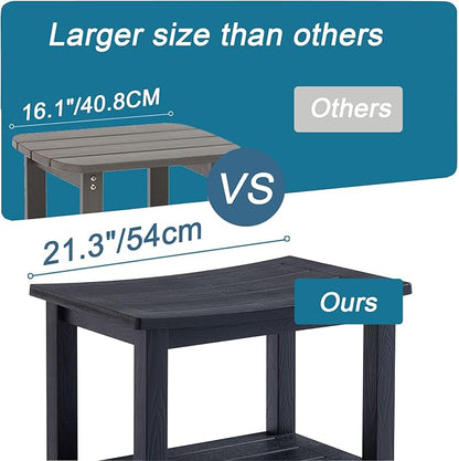 Heavy Duty HDPS Shower Bench Seat, Waterproof Shower Stool for Shaving Legs, Large Poly Lumber Bathroom Chair Seat with Ajustable Feet, Indoor/Outdoor Use, No Maintenance, Black