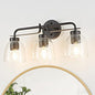 3-Light Farmhouse Bathroom Vanity Light Fixtures, Modern Industrial Black Vanity Lights for Bathroom Light Fixtures with Vintage Bubble Glass Shade Wall Sconce for Mirror, Bedroom, Hallway