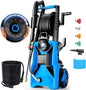 Pressure Washer 5000 PSI Adjustable Pressure, Power Wahser Powered with 33ft Pressure Hose, 4 Nozzles and 500ml Foam Cannon, Cleaner Machine for Home, Car, Blue