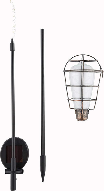 Alpine Corporation 34" Tall Outdoor Solar Powered Edison Bulb Garden LED Stake - Set of 2