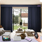 Graywind Rechargeable Smart Curtains Compatible with Alexa App Remote Control Motorized Drape for Sliding Door One-Way or Split Draw, Custom Width Up to 220" (Sapphire Blue)
