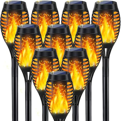 10Pack Solar Lights Outdoor, Solar Torch Lights Outdoor Flickering Flame for Outside Decorations, Waterproof Garden Light Solar Powered , Torches Flame Light for Outside Yard Patio Lawn Garden Decor