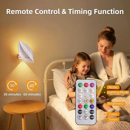 Motion Sensor Wall Light with Remote Control, 10 RGB and 3 Colors Dimmable Wireless Wall Sconces, Rechargeable Wall Sconce for Hallway, Living Room, Stairs, Bedroom (2 Pack)