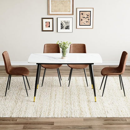 50'' Dining Table Set for 4, Dining Room Sets for 4, Sintered Stone Dining Table Chairs Set of 4, Easy to Assemble，Suitable for Small Spaces