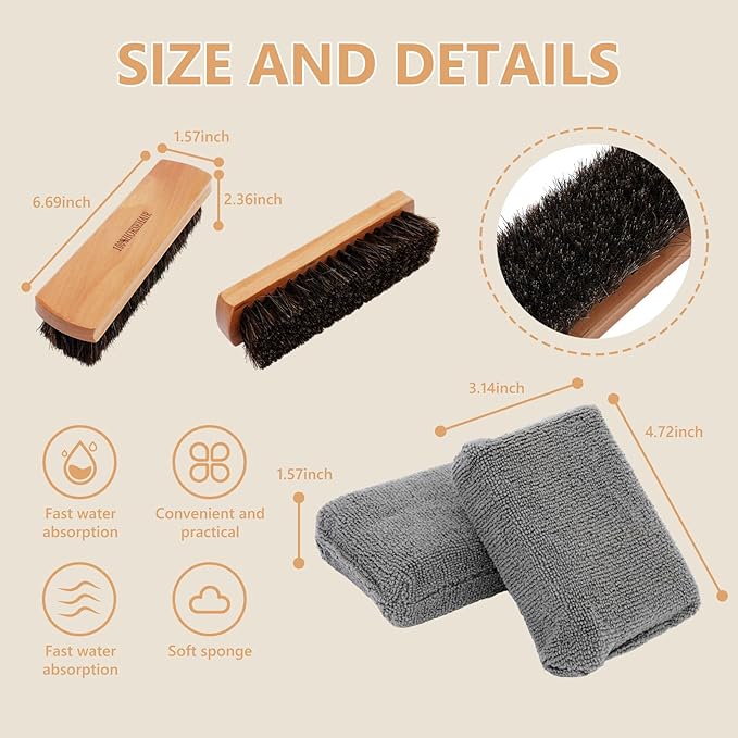 11PCS Car Interior Cleaning Dust Brush Detailing Set, Microfiber Cloth & Applicator, Single-Head Detailing Brushes, Natural Bristles, Scratch-Free & Ultra-Soft for Seats Leather Care or Cleaning