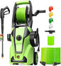 Pressure Washer Adjustable 5000PSI 4.0 GPM Power Washers Powered with 33ft Hose Reel, 4 Nozzle and Foam Cannon, Powerwashers Cleaner Machine for Home, Cars, Patio, Green