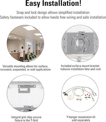 Metalux MMS Multi-Mount 1x4 LED Panel Ceiling Light with 3 CCT and Lumen Select, 0-10V Dimming, Surface Mount, Recessed, Suspended, Wall Mount, 90 CRI - 14MMS-L3C3-UNV