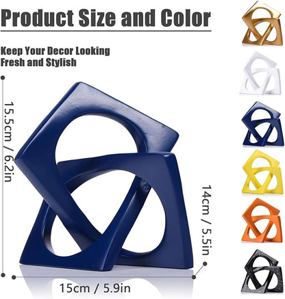 XMGZQ Navy Blue Knot Statue for Coffee Table Centerpiece Decor,Modern Abstract Art Geometric Sculpture and Figurines, Home Decor Accent,Cube Knick Knacks for Shelves,Bookshelf,Entryway,Floating