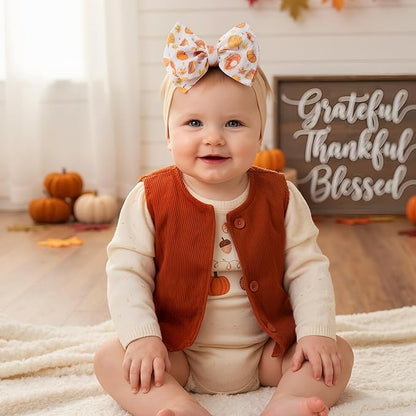 Thansgiving Baby Girl Bows Newborn Headband Infant Big Bows for Birthday/Baby Shower/Photography/Baby Gifts