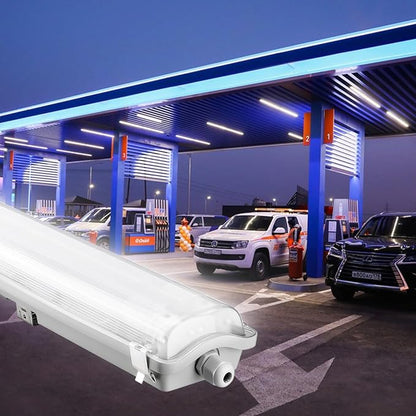 BRILLIHOOD 4Ft LED Vapor Tight Light Fixtures, 48W, 4200LM, 6500K Bright White, Clear Cover, IP65 Waterproof Vapor Proof Lights for Car Wash, Garage, Walk in Freezer, Indoor Outdoor Lighting, 2-Pack