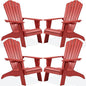 Psilvam Adirondack Chair, Oversized Poly Lumber Fire Pit Chair with Cup Holder, 350Lbs Support Patio Chairs for Garden, Weather Resistant Adirondack Chair Looks Like Real Wood (4, Red)