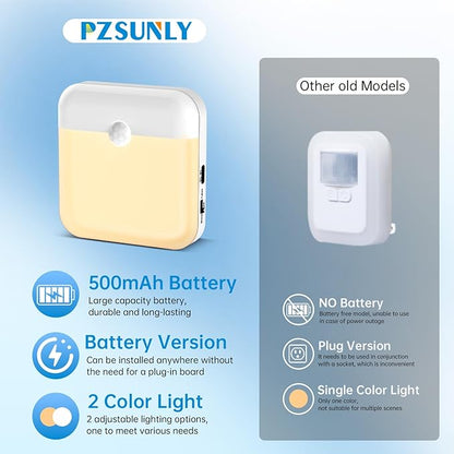 Night Light for Kids,LED Rechargeable,Cabinet Lights Closet Lights,Indoor Motion Sensor Night Lights,Magnetic Hallway Light for Baby Bedroom Kitchen Stairs 6 Pack (Warm and White Light)