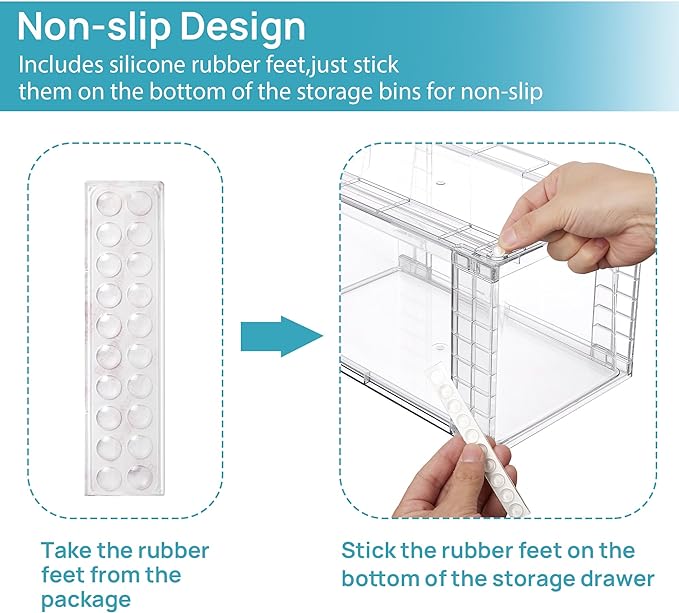 Vtopmart 4Pack Large Stackable Kitchen Pantry Storage Drawers, Clear Organizer Bins with Handles, Acrylic Drawer Organizers for Kitchen Pantry, Bathroom Undersink, Cabinet Organization and Storage