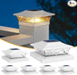APONUO Solar Post Cap Lights 6 Pack for 4x4 5x5 6x6 Wood & Vinyl Fences - IP65 Waterproof, All-Night Auto On/Off, Warm/Cool White Light, Outdoor Deck Patio Garden (White)