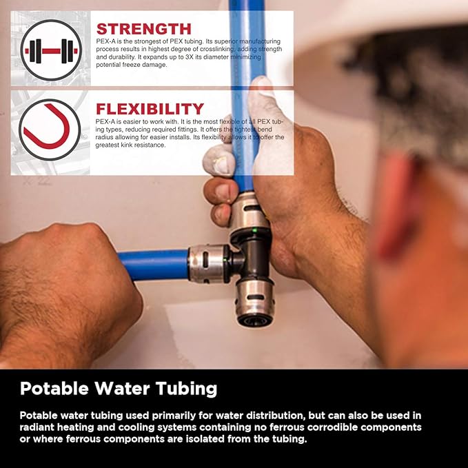 Pex Tube Coil - 1 Inch x 100 Ft, Blue, Non-Barrier Pex Pipe for Potable Water, Flexible Water Tubing for Plumbing