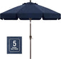 MASTERCANOPY 9ft Olefin Valance Patio Umbrella with Tilt Crank, 5-Year-Non-Fading Canopy & 8 Fiberglass Ribs for Deck, Patio, and Garden, Light Navy Blue
