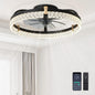 DIAMONDFORGE Ceiling Fans with Lights and Remote Fandelier - Low Profile Modern - 20'' Flush Mount Ceiling Fans for Bedroom,Stepless Color Temperature and 6 Speeds- Black and Crystal