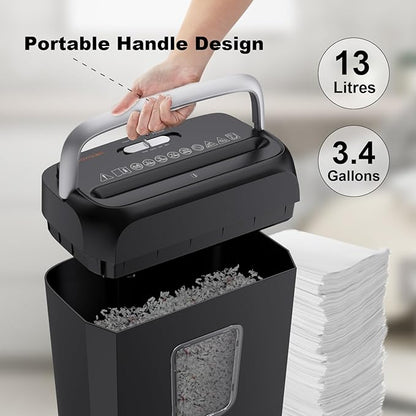 Bonsaii Paper Shredder, 3.4 Gals Wastebasket, 5-6 Sheet Crosscut Shredder for Home Use