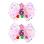 2Pcs Birthday Hair Bow for Baby Girls 1 2 3 4 5 6 Years, Pink Confetti Ice Cream Party Decorations, Sparkling Bows Hair Accessories for 6th Birthday