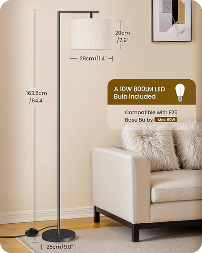 Modern Dimmable Floor Lamp for Living Room with Adjustable Color Temperature LED Bulb, ARC Standing Lamp with Remote Control, Tall Reading Lamp for Bedroom, Office, Black, E11LD05