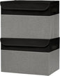 Bagnizer Large 42 Quarts Fabric Storage Bins with Lids [2-Pack] Linen Collapsible Foldable Storage Cubes, Closet Organizer Containers boxes with Handles for Home Office (16.7 x 12 x 12, Black & Gray)