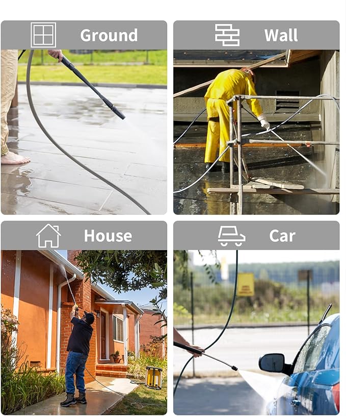 Pressure Washer Hose 125FT 3/8" for Cold and Hot Water 212°F, with Swivel Quick Connect, 4500PSI Kink Resistant Grade Steel Wire Braided, Power Washer Hose With 2pcs M22-14mm Adapter