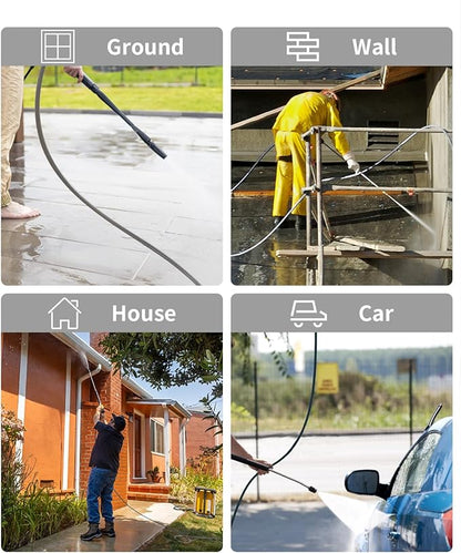 Pressure Washer Hose 100FT 3/8" for Cold and Hot Water 212°F, with Swivel Quick Connect, 4500PSI Kink Resistant Grade Steel Wire Braided, Power Washer Hose With 2pcs M22-14mm Adapter