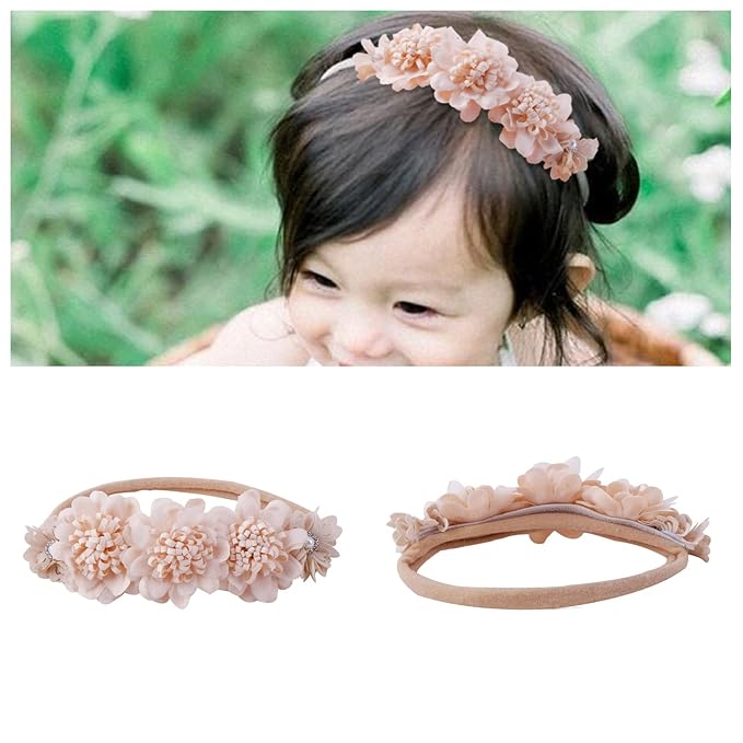 6pcs Baby Headbands Nweborn Flower Hair Bows for Girls-Infant Elastic Hair Band Bows Wraps Baby Headband Hair Accessories Gifts for Toddles
