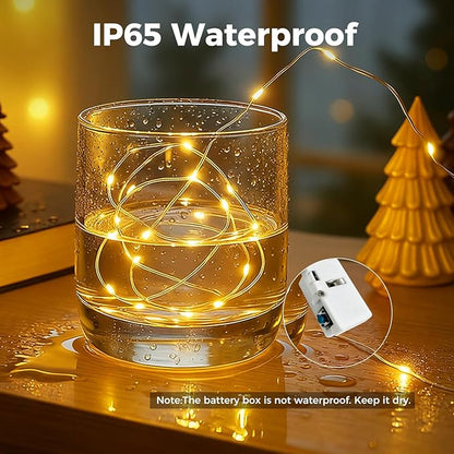 6 Pack Fairy Lights with Timer Battery Operated, 3 Modes 7ft Mini Twinkle Lights Waterproof, 20 LED Bulk String Light for Mason Jars Christmas Decoration Wedding Table Centerpieces,Warm White