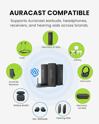 Avantree Harmony A1 – Auracast Multi-Room Wireless Speaker with 100 m Coverage, 3 EQ Stereo Sound, Expandable System, Easy Setup, Bluetooth/Opt/AUX Input for Music, Parties & House Gatherings