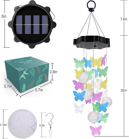 Zeiliuled Solar Decorative Lights Outdoor, Pastel Butterfly Shell Mobile | Solar Wind Chimes For Gifts for Mom Grandma Wife, LED Outside Decorative Mobile Lights for Garden Yard Patio Decorations
