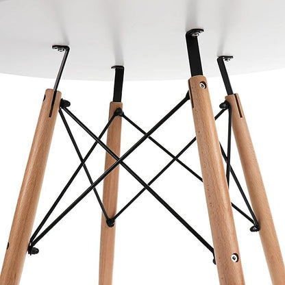 31.5 Inch Small Round Dining Table for 4 People Kitchen Home Modern Leisure Wood Legs Table White