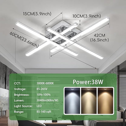 CANEOE Modern LED Ceiling Light Fixture 38W Dimmable Flush Mount Ceiling Light with Remote Sliver Close to Ceiling Lamp for Bedroom Living Room Kitchen Modern Light Fixtures Ceiling