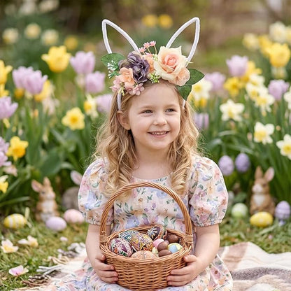 Children Easter Bunny Ears Headband Long Ear Hairband for Baby Girls Infant Toddlers Kids
