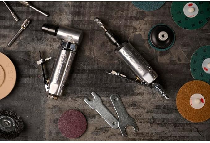 Ingersoll Rand 301B Air Die Grinder – 1/4", Right Angle, 21,000 RPM, Ball Bearing Construction, Safety Lock, Aluminum Housing, Lightweight Power Tool, Black