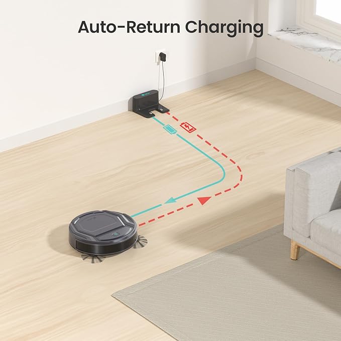 Lefant M210P Robot Vacuum Cleaner, 4000pa Suction, 200 Mins Runtime, Super Thin, Quiet, Self-Charging, Ideal for Pet Owners, Multi Surface Cleaning, APP/WiFi/Alexa Control, Gray