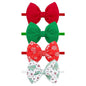 YanJie Christmas Baby Headbands Newborns Bows Red Green Printed Snowflake Baby Bows Nylon Headband Toddler Infant Hairbands Cheer Bow Christmas Gift