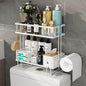 Godboat Bathroom Organizer - Over the Toilet Storage Cabinet, 2-Tier Floating Shelves, Wall Shelf with 2 Hooks & Paper Rack, Cool Accessories & Decor, Gifts for Women, Mothers Day (White)
