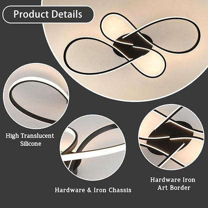 Modern LED Ceiling Light, Dimmable LED Chandelier Flush Mount Ceiling Lights,Flush Mount Ceiling Chandelierlight,fixtures for Dining Room Ceiling Living Room Bedroom (80 cm)