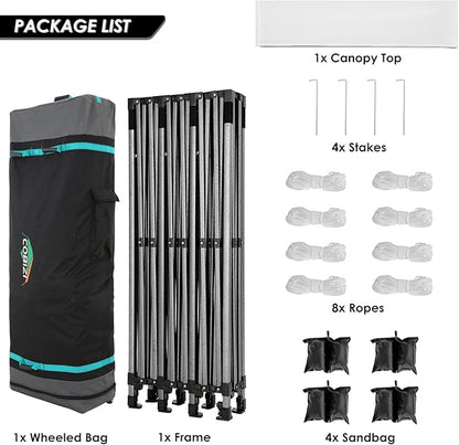 COBIZI 10x30 Pop up Canopy, Heavy Duty Outdoor Party Tents for Parties, Ez up UPF 50+ Waterproof Commercial Canopy with Wheeled Bag can fold, White(Windproof Upgraded)