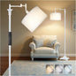 Scenekoy Rustic 68″ Tall Floor Lamp for Living Room Bedroom, Washed Blue Finish, Remote Control, 350º Adjustable Swing Arm, Smart LED Standing Lamp with Linen Shade, Decor for House Home Office