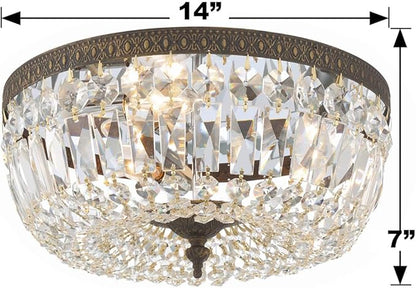 Crystorama 3 Light Spectra Crystal English Bronze Flush Mount