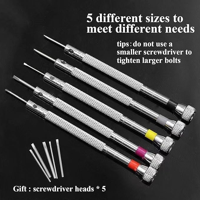 Precision Screwdriver Set,0.8-1.6mm Professional Screwdriver Kit Fit for Watch,Eyeglasses and Electronics Repair with 5 Extra Replace Blades
