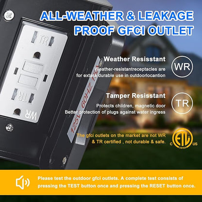 Porch Light with GFCI Outlet Dusk to Dawn Motion Sensor Outdoor Light 3 Light Modes Exterior Light Fixture Waterproof Outside Wall Light for House Patio Garage