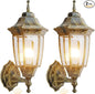 EMART Dusk to Dawn Outdoor Porch Light, Exterior Anti-Corrosion, Waterproof Aluminum & Glass Shades Wall Lamp Fixture, Modern Sconce Lantern for Yard, House, Garage - 2 Pack, Gold （Bulb Included）