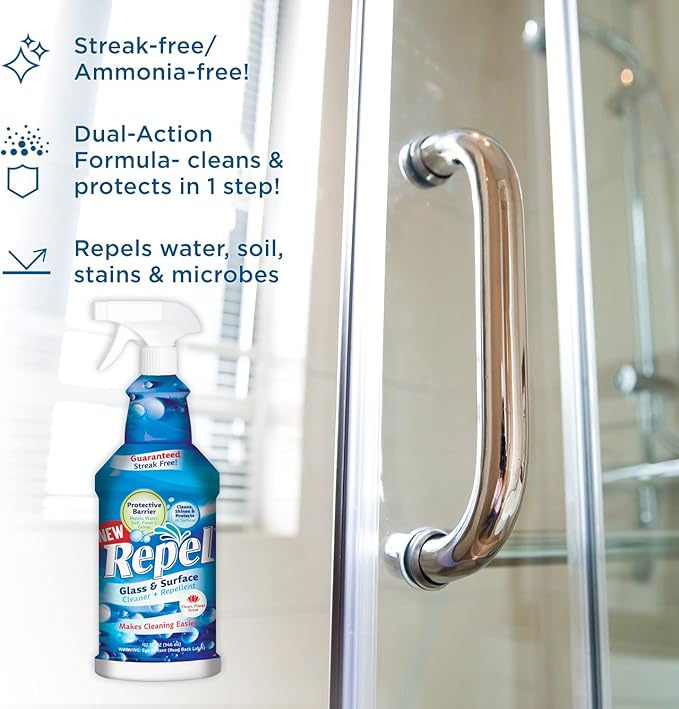 Clean-X REPEL Glass & Surface Cleaner 32 fl. oz. - Cleans & Repels water spots and dirt on glass, mirror, tile and multi surface by UNELKO (3)